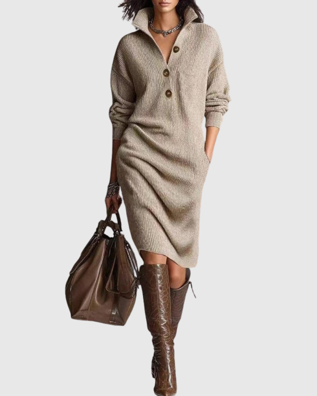 Maribel™ | Winter Knit Midi Dress